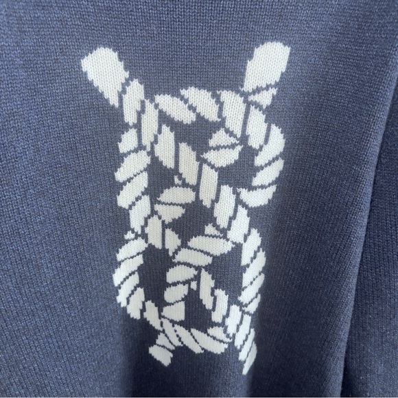 Vineyard Vines Varsity Wool Shawl Cardigan Nautical Navy XL Rope Design Sweater - Picture 11 of 16